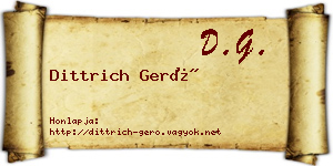 Dittrich Gerő névjegykártya